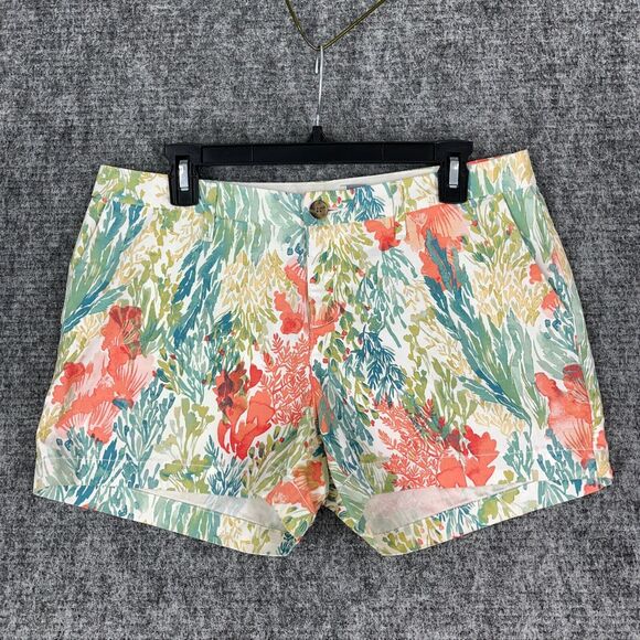Old Navy Shorts Women's 6 Reef Print Coral‎ Pockets Preppy Mid-Rise Chino - Picture 1 of 11